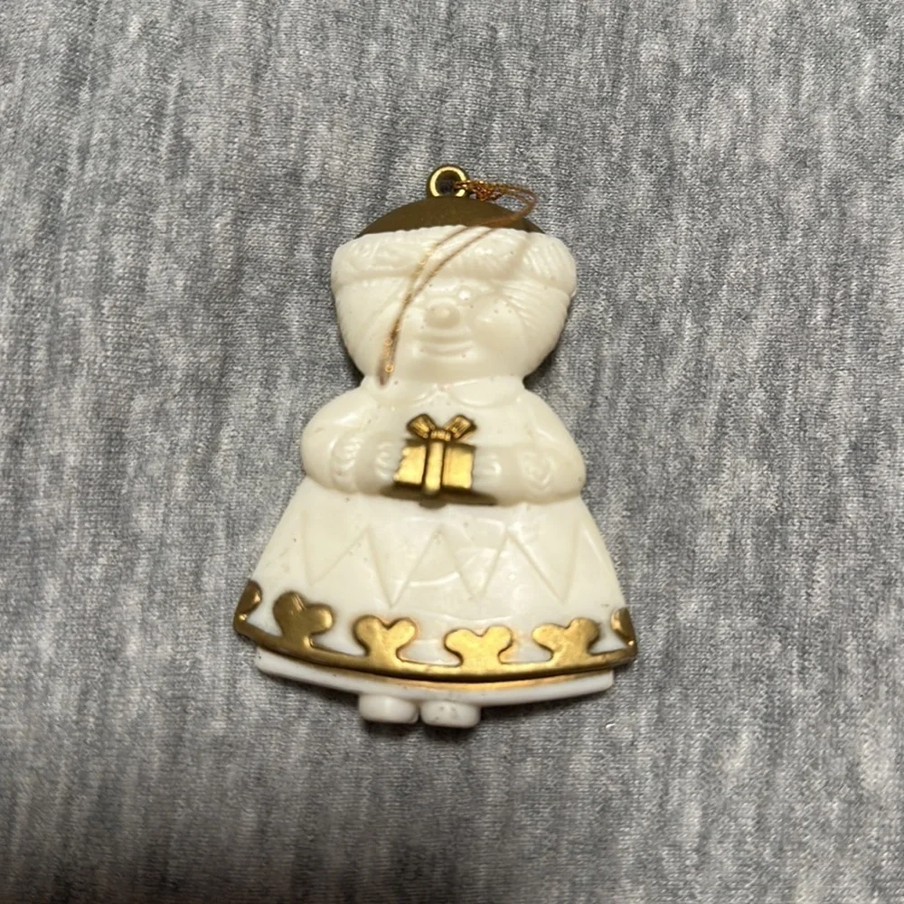 Vintage Gold & White Plastic Christmas Ornaments Lot of 10